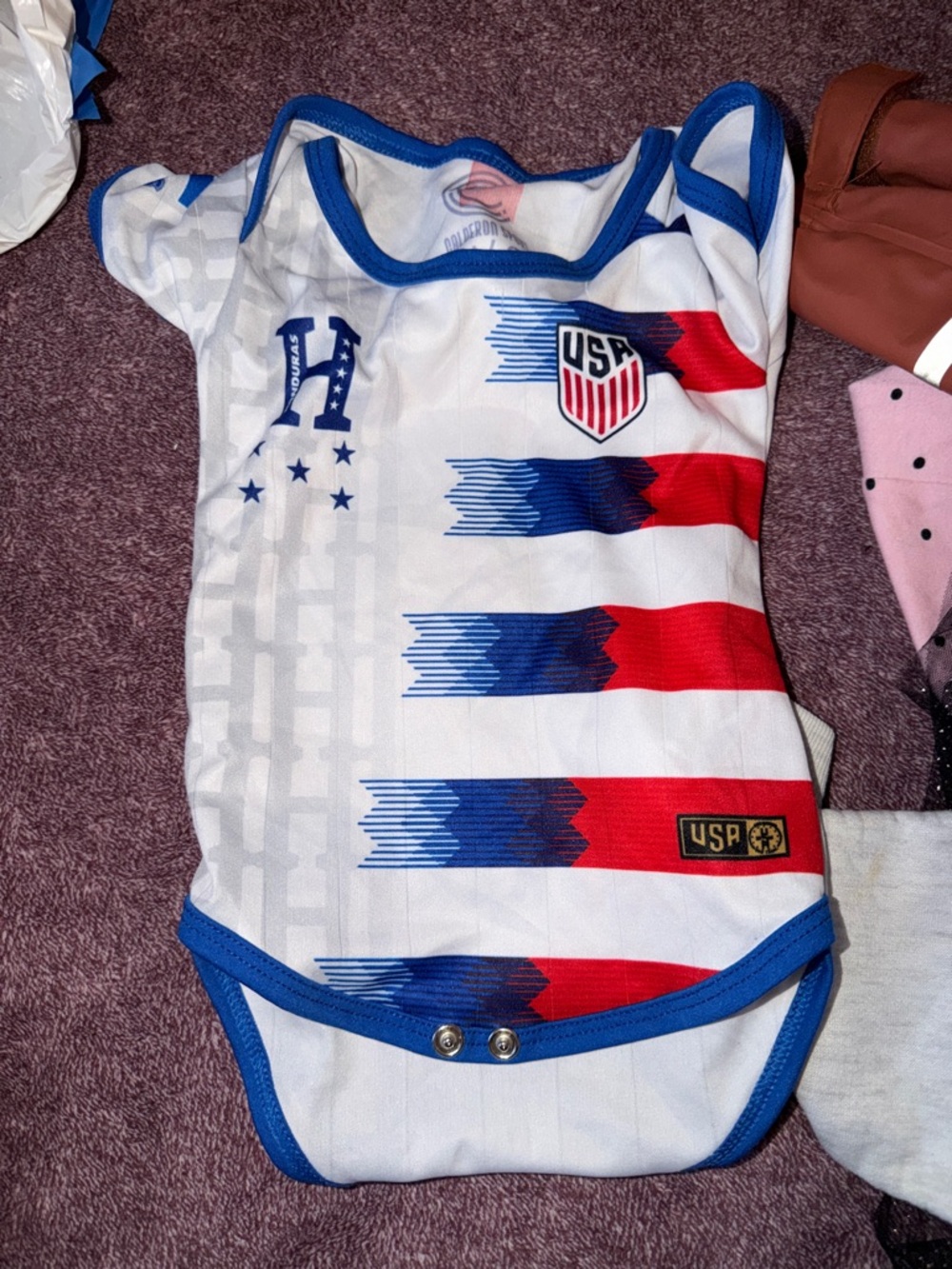 USA Crest Red & Blue Baby One-Piece Footie